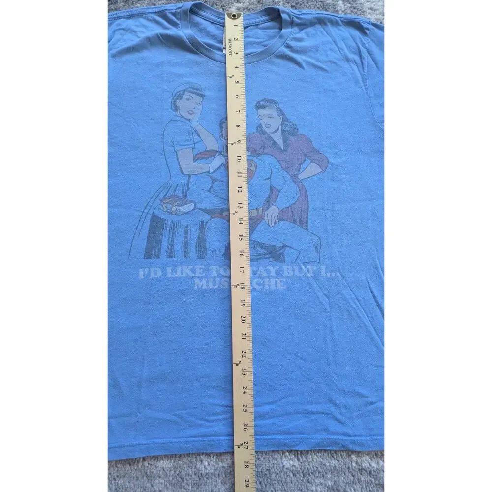 Vintage Junk Food Superman T-Shirt, Blue "Superman Mustache" - Large Made In USA - Picture 8 of 8